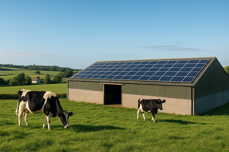 Solar panels on Irish farm roof